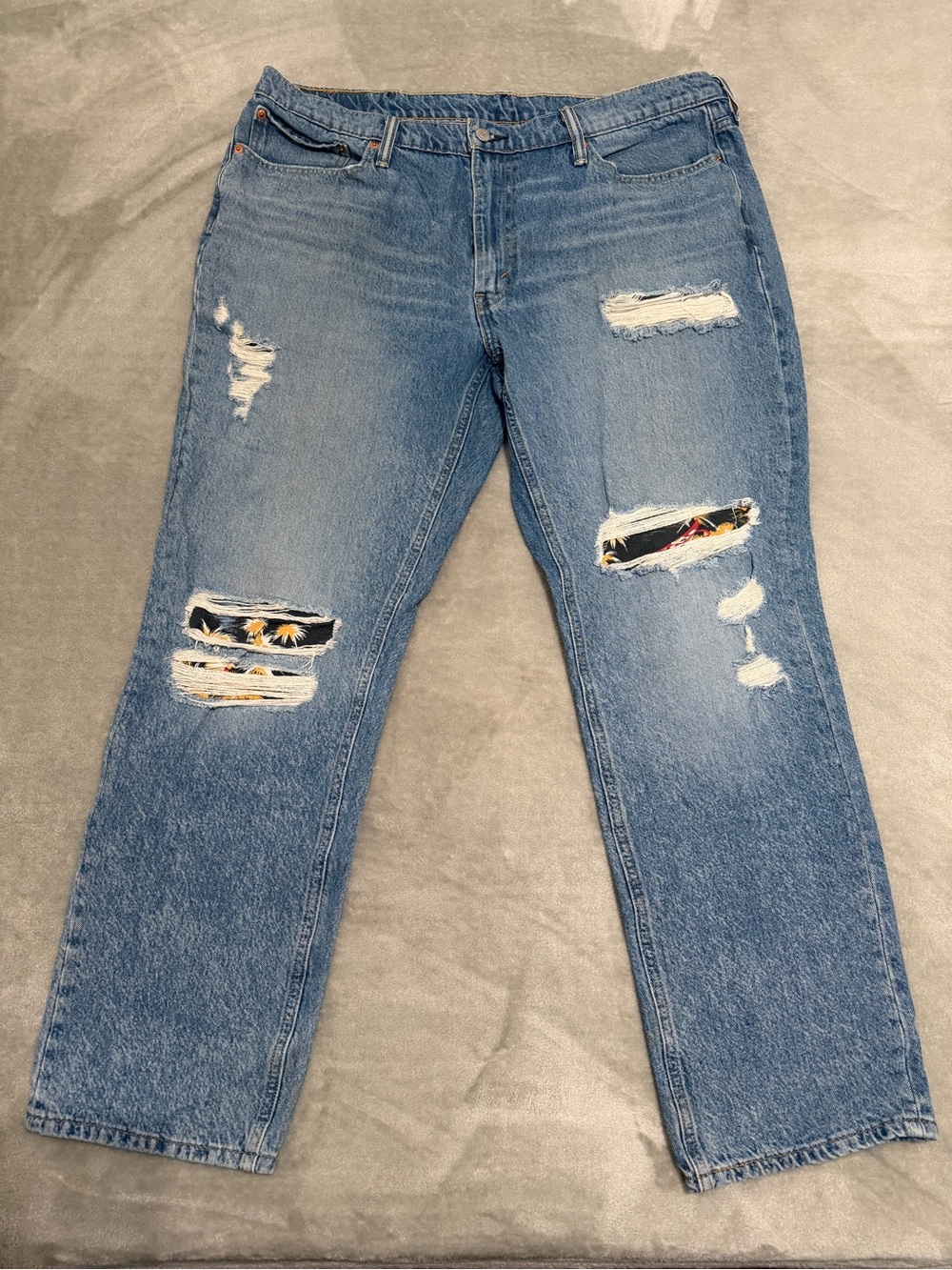 Levi's 501 Original Distressed Patchwork Straight Leg Men's Jeans Size 38x32